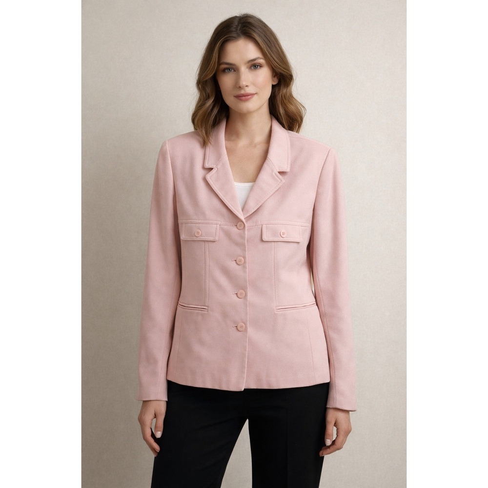 Kasper A.S.L Pastel Pink Career Blazer Jacket‎ Structured Spring Office Size 14